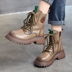 Martin-Stiefel aus Leder im britischen Stil mit dicker Sohle und hohem Schaft