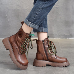 Martin-Stiefel aus Leder im britischen Stil mit dicker Sohle und hohem Schaft