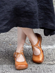 Genuine Leather Round Toe Sandals