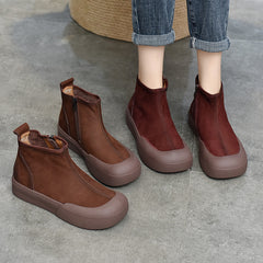 British Style Leather Zipper Short Boots