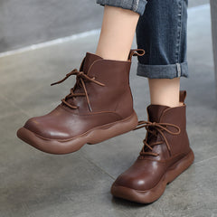 Personalized Leather Flat Bottom Martin Boots