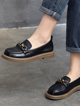 British Style Splicing Round Toe Leather Shoes