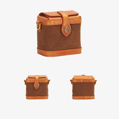 Neue Nischen-Beuteltasche aus Rindsleder-Canvas-Patchwork | Umhängetasche