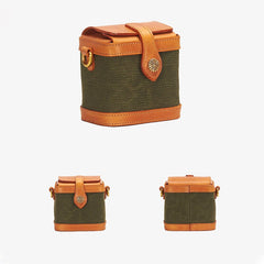 Neue Nischen-Beuteltasche aus Rindsleder-Canvas-Patchwork | Umhängetasche