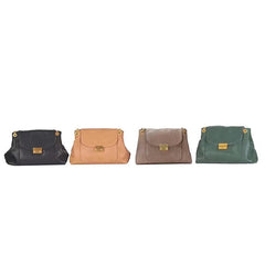 Bolso de hombro clásico de piel de vaca curtida vegetal con diseño sencillo