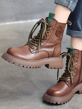 British Style Leather Thick Bottom High Top Martin Boots