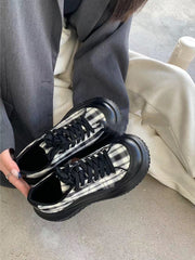 <sale> Zapatos deportivos casuales de plataforma con cordones y cuadros escoceses </sale>