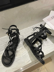Sandalias de verano informales de caña alta y huecas