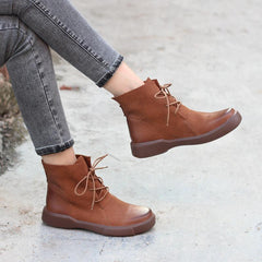 Retro Martin Stiefel zum Schnüren, weicher Oxford, lässiger Wanderstiefel, Braun/Schwarz