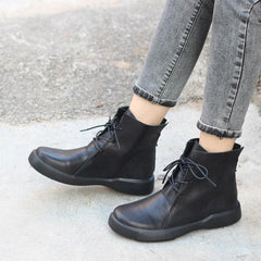 Retro Martin Stiefel zum Schnüren, weicher Oxford, lässiger Wanderstiefel, Braun/Schwarz