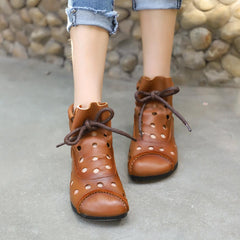 Handmade Summer Boots,Flat Shoes, Gladiator Sandals, Retro Oxford Shoes, Vintage style Shoes Brown/Coffee