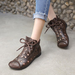 Handmade Summer Boots,Flat Shoes, Gladiator Sandals, Retro Oxford Shoes, Vintage style Shoes Brown/Coffee