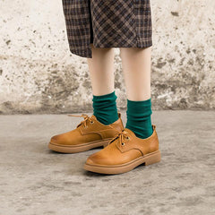 Handgefertigte Oxfords und Schnürschuhe aus Vollnarbenleder Gelb/Schwarz