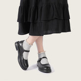 Flache Mary-Jane-Schuhe aus Vollnarbenleder