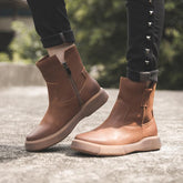 Waxing Short Boots for Winter Side Zipper Chelsea Boots Black/Coffee