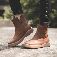 Kurze Stiefel zum Wachsen für den Winter Chelsea-Stiefel mit seitlichem Reißverschluss, Schwarz/Kaffee