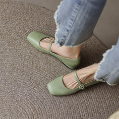 Soft Mary Jane Shoes Beige/Green/Red