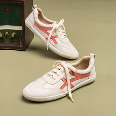 Handgemachte weiche weiße Schuhe Schnürschuhe Sneakers Designer Schuhe blaue Streifen /rote Streifen