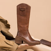 Retro Chunky Riding Boots Knee High Boots