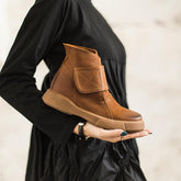 Wachsstiefeletten Martin Stiefeletten mit Klettverschluss und kurzer Plüschsohle zur Auswahl Schwarz/Kaffee