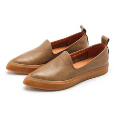 Vegetable Tanned Loafers Pointed Toe Flats