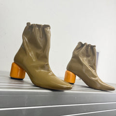 Elegant Ankle Boots with 100% Sheepskin Lining High Heel Genuine Leather