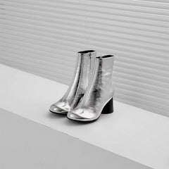 Botines elegantes con forro 100% piel de oveja, tacón alto y cremallera lateral