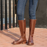 Handmade Soft Knee High Boots Side Zip Riding Boots Short Plush Lining