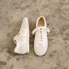 Handgemachte weiche weiße Schuhe Schnürschuhe Sneakers Designer Schuhe Schwarz/Beige/Deep Apricot