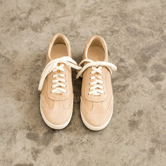 Handgemachte weiche weiße Schuhe Schnürschuhe Sneakers Designer Schuhe Schwarz/Beige/Deep Apricot