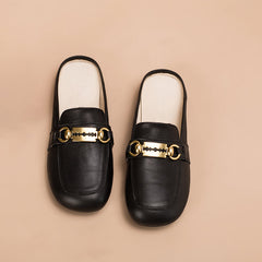 Retro Chain buckle-Detailed Loafer Mules Backless Loafers