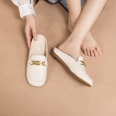Retro Chain buckle-Detailed Loafer Mules Backless Loafers