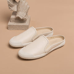 Handgemachte weiche weiße Schuhe Pantoletten Designer Schuhe Schwarz/Weiß