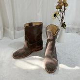 Womens Suede Mid Calf Western Cowboy Boots