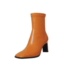 Botas clásicas tipo calcetín con punta cuadrada y tacón alto elástico