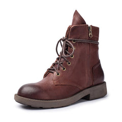 Botas de montar gruesas de diseñador Botas de combate de piel de oveja de moda