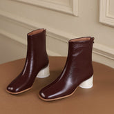 Classic Elegant Glove-Like Ankle Boots Mid Heel Back Zipper Boots