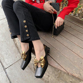 Lolita Style Mary Jane With Bow Low Block Heel Square Toe