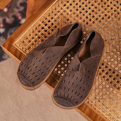 Retro weiche flache Slipper zum Reinschlüpfen perforiert handgefertigt