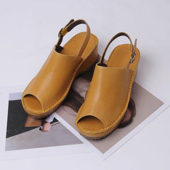 Handgemachte klobige Sandalen Peep Toe Back Schnalle