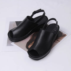 Handgemachte klobige Sandalen Peep Toe Back Schnalle