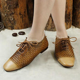 Mode Oxfords Flats Lace-Up Brogue Stricken Ankle Schuhe Braun