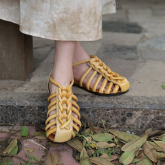 Sandalias de gladiador tejidas a mano de estilo retro