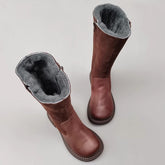 Handgemachte kniehohe Stiefel Big Toe Splicing Design Reitstiefel Schwarz/Braun