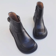 Botas Chelsea de punta grande hechas a mano, botines con forro polar en marrón/negro