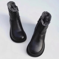 Botas Chelsea de punta grande hechas a mano, botines con forro polar en marrón/negro