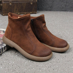 Botines retro planos con cremallera lateral