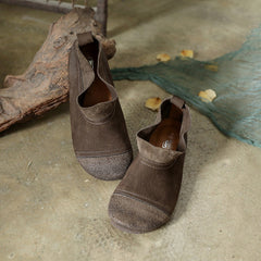 Handgemachte Loafer, weiche Sohle, flache Schuhe, lässige Schlupfschuhe, Grau/Kaffee