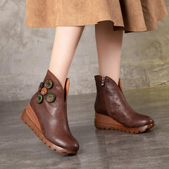 Retro Nubuck Bootss Platform Boots Black/Coffee