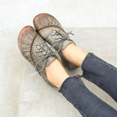 Zapatos Oxford planos retro hechos a mano, doblados y tejidos, diseño original